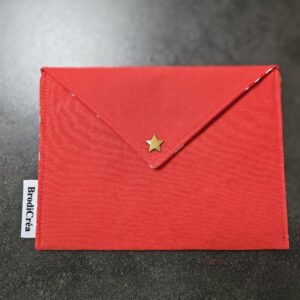 Enveloppe Joyeux Noël rouge et flocon blanc