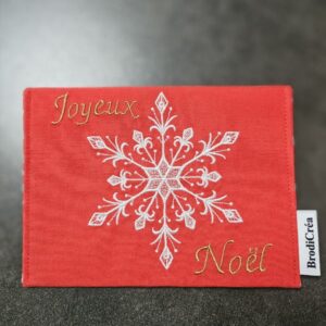 Enveloppe Joyeux Noël rouge et flocon blanc